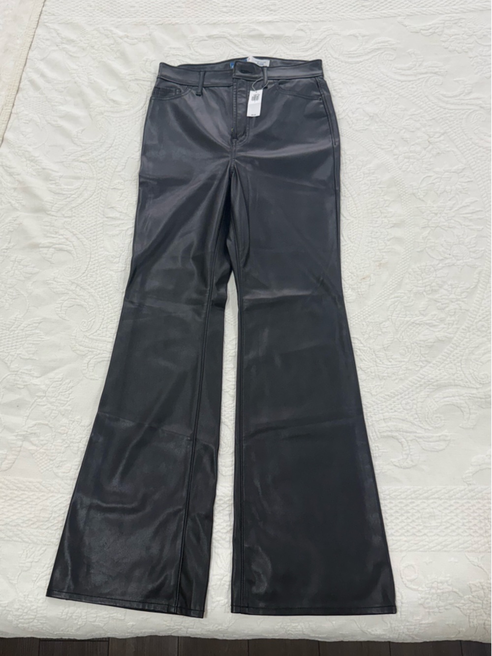 Old Navy Black Faux Leather Flare Pants